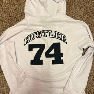 White Hoodie with Hustler 74 Print